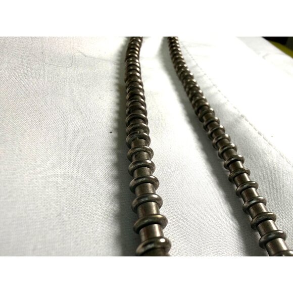 VTG Tribal Mask Pendant Necklace African Modernist Brutalist Silver Tone Beaded - Picture 5 of 7